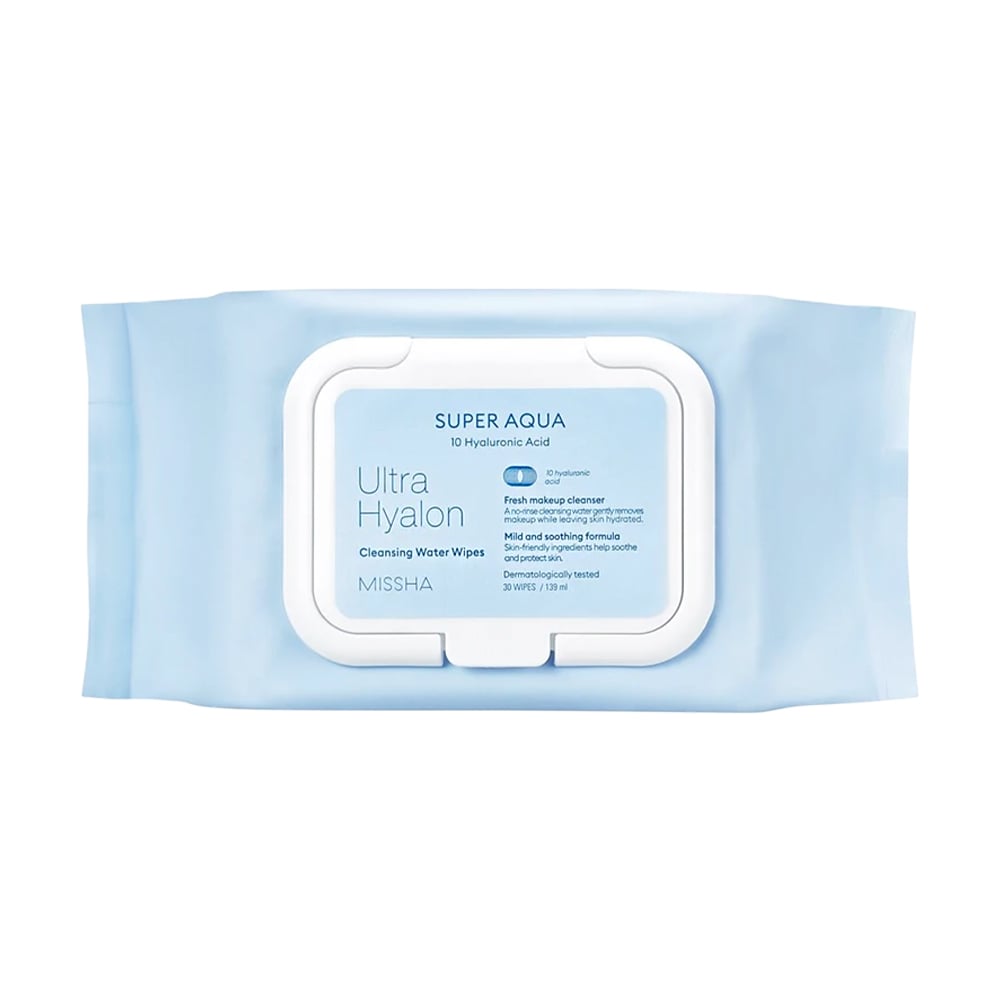 Очищувальні серветки для обличчя Missha Super Aqua Ultra Hyalron Cleansing Water Wipes з гіалуроновою кислотою, 30 шт